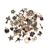 Alloy Enamel Pendants, Light Gold, Mixed Shapes, Light Gold, 50pcs/set