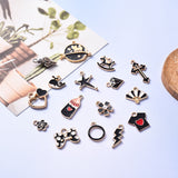 Alloy Enamel Pendants, Light Gold, Mixed Shapes, Light Gold, 50pcs/set