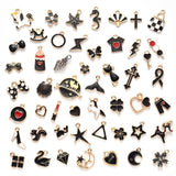 Alloy Enamel Pendants, Light Gold, Mixed Shapes, Light Gold, 50pcs/set