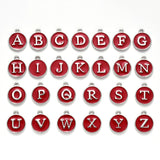 Initial Letter A~Z Alphabet Enamel Charms, Flat Round Disc Double Sided Charms, Platinum Plated Enamelled Sequins Alloy Charms, Dark Red, 14x12x2mm, Hole: 1.5mm, 26pcs/set