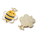 Alloy Enamel Pendants, Bee Charm, Golden, Yellow, 23x18x1.5mm, Hole: 2.5mm, 5pc/Set