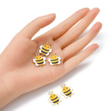 Alloy Enamel Pendants, Bee Charm, Golden, Yellow, 23x18x1.5mm, Hole: 2.5mm, 5pc/Set