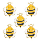 Alloy Enamel Pendants, Bee Charm, Golden, Yellow, 23x18x1.5mm, Hole: 2.5mm, 5pc/Set