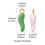 5Pcs 5 Colors Alloy Enamel Pendants, Cadmium Free & Nickel Free & Lead Free, Light Gold, Hot Horn of Plenty/Italian Horn Cornicello Charms, Mixed Color, 21x6x6mm, Hole: 2mm, 1pc/color