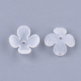 4-Petal Transparent Acrylic Bead Caps, Frosted, Flower, Clear, 12x12x4.5mm, Hole: 1.2mm, 2000pc/Set