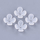 4-Petal Transparent Acrylic Bead Caps, Frosted, Flower, Clear, 12x12x4.5mm, Hole: 1.2mm, 2000pc/Set