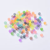 Transparent Frosted Glass Beads, Round, Mixed Color, 4~4.5x4mm, Hole: 1mm, about 100pcs/bag, 5Bag/Set