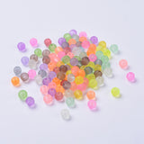 Transparent Frosted Glass Beads, Round, Mixed Color, 4~4.5x4mm, Hole: 1mm, about 100pcs/bag, 5Bag/Set