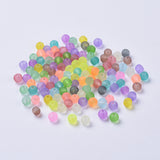 Transparent Frosted Glass Beads, Round, Mixed Color, 4~4.5x4mm, Hole: 1mm, about 100pcs/bag, 5Bag/Set