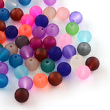 Transparent Frosted Glass Beads, Round, Mixed Color, 4~4.5x4mm, Hole: 1mm, about 100pcs/bag, 5Bag/Set