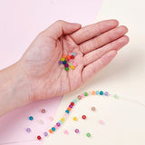 Transparent Frosted Glass Beads, Round, Mixed Color, 4~4.5x4mm, Hole: 1mm, about 100pcs/bag