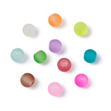 Transparent Frosted Glass Beads, Round, Mixed Color, 4~4.5x4mm, Hole: 1mm, about 100pcs/bag