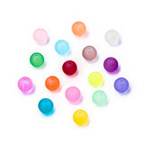 Transparent Frosted Glass Beads, Round, Mixed Color, 4~4.5x4mm, Hole: 1mm, about 100pcs/bag