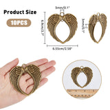 Zine Alloy Big Pendants, Heart Wing, Antique Bronze, 69x65.5x3mm, Hole: 3mm, 10pcs/box