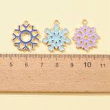 6Pcs 6 Styles Christmas Zinc Alloy Enamel Pendants, Light Gold, Snowflake, Mixed Color, 21~22x17~19x1.9~2mm, Hole: 1.5~1.6mm, 1pc/style