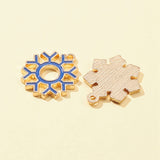 6Pcs 6 Styles Christmas Zinc Alloy Enamel Pendants, Light Gold, Snowflake, Mixed Color, 21~22x17~19x1.9~2mm, Hole: 1.5~1.6mm, 1pc/style