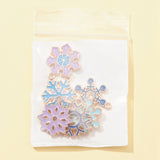 6Pcs 6 Styles Christmas Zinc Alloy Enamel Pendants, Light Gold, Snowflake, Mixed Color, 21~22x17~19x1.9~2mm, Hole: 1.5~1.6mm, 1pc/style