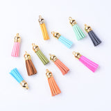 Faux Suede Tassel Pendant Decorations, with CCB Plastic Cord Ends, Mixed Color, 35~37x10mm, Hole: 2.5~3mm, 100pc/Set