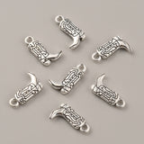 Tibetan Style Alloy Pendants, West Cowboy Boot Charms, Antique Silver, 18x11x3mm, Hole: 2.5mm, 50pc/Set