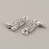 Tibetan Style Alloy Pendants, West Cowboy Boot Charms, Antique Silver, 18x11x3mm, Hole: 2.5mm, 50pc/Set