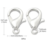 Zinc Alloy Lobster Claw Clasps, Parrot Trigger Clasps, Cadmium Free & Lead Free, Jewelry Making Findings, Platinum, 12x6mm, Hole: 1.2mm, 30pc/Set