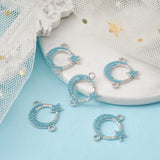 Alloy Connector Charms, with Synthetic Turquoise, Crescent Moon with Star, Nickel, Platinum, 20.5x18x2mm, Hole: 1.8mm, 5pc/Set