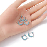 Alloy Connector Charms, with Synthetic Turquoise, Crescent Moon with Star, Nickel, Platinum, 20.5x18x2mm, Hole: 1.8mm, 5pc/Set