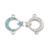 Alloy Connector Charms, with Synthetic Turquoise, Crescent Moon with Star, Nickel, Platinum, 20.5x18x2mm, Hole: 1.8mm, 5pc/Set