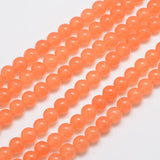 Natural & Dyed Malaysia Jade Bead Strands, Round, Light Salmon, 8mm, Hole: 1.0mm, about 48pcs/strand, 15 inch, 5Strand/Set