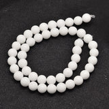 Natural Malaysia Jade Beads Strands, Dyed & Heated, Round, White, 8mm, Hole: 1.0mm, about 48pcs/strand, 15 inch, 5Strand/Set