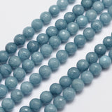 Natural Malaysia Jade Bead Strands, Imitation Aquarine, Round, Dyed, Faceted, Cadet Blue, 8mm, Hole: 0.8mm, about 46pcs/strand, 14.5 inch, 5Strand/Set