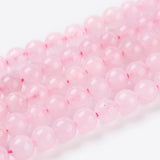 Natural Rose Quartz Beads Strands, Round, 4mm, Hole: 0.8mm, about 42~45pcs/strand, 8 inch, 10Strand/Set