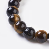 Natural Tiger Eye Beads Strands, Round, 6mm, Hole: 1mm, about 31pcs/strand, 8 inch, 5Strand/Set