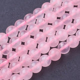 Natural Rose Quartz Beads Strands, Round, 6mm, Hole: 1mm, about 29~32pcs/strand, 8 inch, 10Strand/Set