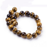 Natural Tiger Eye Beads Strands, Round, 8mm, Hole: 1mm about 24pcs/strand, 8 inch, 5Strand/Set