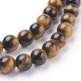 Natural Tiger Eye Beads Strands, Round, 8mm, Hole: 1mm about 24pcs/strand, 8 inch, 5Strand/Set