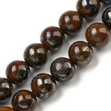 Natural Yellow Tiger Iron Beads Strands, Round, 8~8.5mm, Hole: 1.4mm, about 45pcs/strand, 14.84~14.96 inch(37.7~38cm), 2Strand/Set