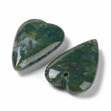 Natural Indian Agate Pendants, Love Heart Charms, 38.5~39.5x25~25.5x9mm, Hole: 1.8mm, 5pc/Set