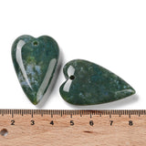 Natural Indian Agate Pendants, Love Heart Charms, 38.5~39.5x25~25.5x9mm, Hole: 1.8mm, 5pc/Set