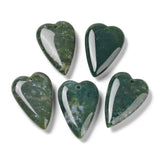 Natural Indian Agate Pendants, Love Heart Charms, 38.5~39.5x25~25.5x9mm, Hole: 1.8mm, 5pc/Set