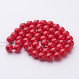 Natural Mashan Jade Round Beads Strands, Dyed, Red, 8mm, Hole: 1mm, about 51pcs/strand, 15.7 inch, 10Strand/Set