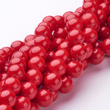 Natural Mashan Jade Round Beads Strands, Dyed, Red, 8mm, Hole: 1mm, about 51pcs/strand, 15.7 inch, 10Strand/Set