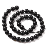 Natural Shungite Beads Strands, Grade AB, Round, 8mm, about 46~48pcs/strand, 14.88~15.24''(37.8~38.7cm), 2Strand/Set