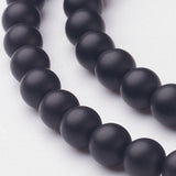 Natural Black Agate Beads Strands, Grade A, Frosted, Round, Dyed & Heated, 4mm, Hole: 1mm, about 95pcs/strand, 15.5 inch, 10Strand/Set