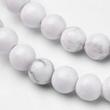 Natural Howlite Beads Strands, Round, 6mm, Hole: 1mm, about 63pcs/strand, 15.1 inch