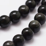 Natural Obsidian Beads Strands, Grade AAA, Round, Black, 8mm, Hole: 1mm, about 49pcs/strand, 15.7 inch, 2Strand/Set