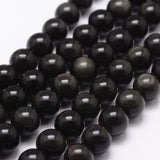 Natural Obsidian Beads Strands, Grade AAA, Round, Black, 8mm, Hole: 1mm, about 49pcs/strand, 15.7 inch, 2Strand/Set