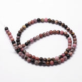 Natural Rhodonite Beads Strands, Round, 6mm, Hole: 1mm, about 61pcs/strand, 14.9 inch~15.1 inch, 5Strand/Set