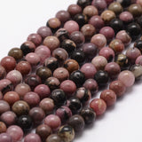 Natural Rhodonite Beads Strands, Round, 6mm, Hole: 1mm, about 61pcs/strand, 14.9 inch~15.1 inch, 5Strand/Set