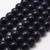 Blue Goldstone Beads Strands, Round, 8mm, Hole: 1mm, about 49pcs/strand, 14.5~15 inch, 5Strand/Set